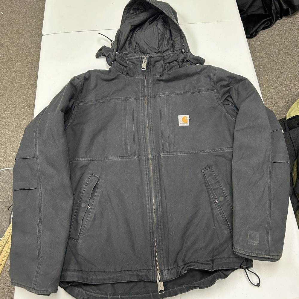 Carhartt Full Swing Armstrong Jacket Mens M Black 102208 Hooded Work Coat
